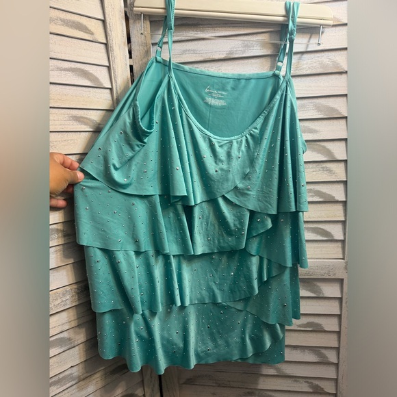 Beautiful Aqua-Colored “Lane Bryant” top with tiny silver accents all throughout - Picture 2 of 8